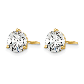 14K Yellow Gold 1 1/2 ct Certified Lab-Created Diamond VS+ F+, 3-Prong Screw-Back Stud Earrings - Birthstone Company