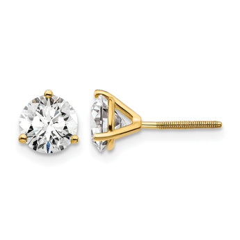 14K Yellow Gold 1 1/2 ct Certified Lab-Created Diamond VS+ F+, 3-Prong Screw-Back Stud Earrings - Birthstone Company