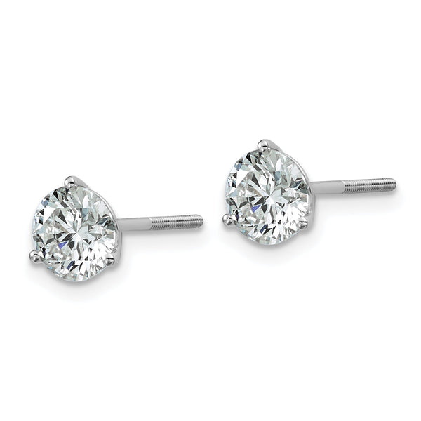 Platinum 2 ct Certified Lab-Created Diamond VS+ F+, 3-Prong Screw-Back Stud Earrings