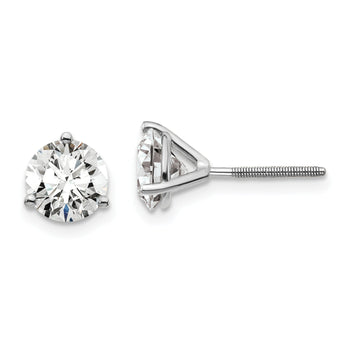 Platinum 5 ct Lab-Created Diamond VS+ F+, 3-Prong Screw-Back Stud Earrings
