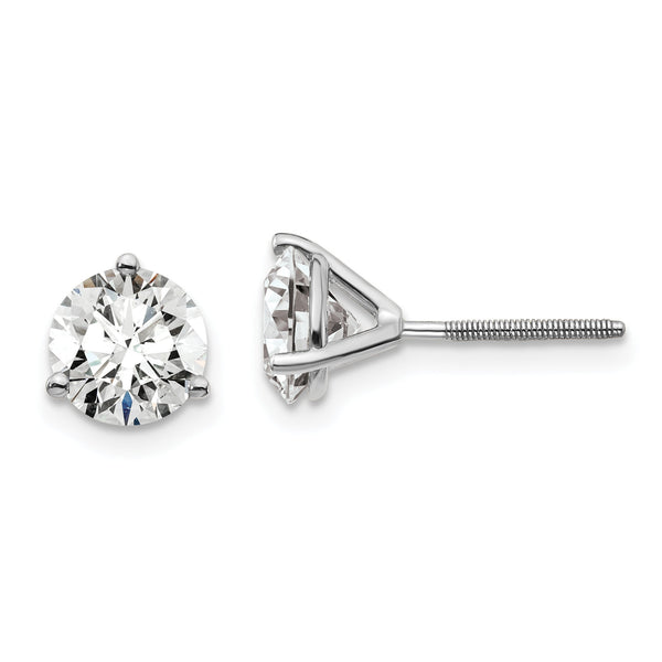 Platinum 5 ct Lab-Created Diamond VS+ F+, 3-Prong Screw-Back Stud Earrings