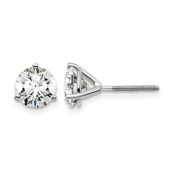 Platinum 6 ct Certified Lab-Created Diamond VS+ F+, 3-Prong Screw-Back Stud Earrings - Birthstone Company