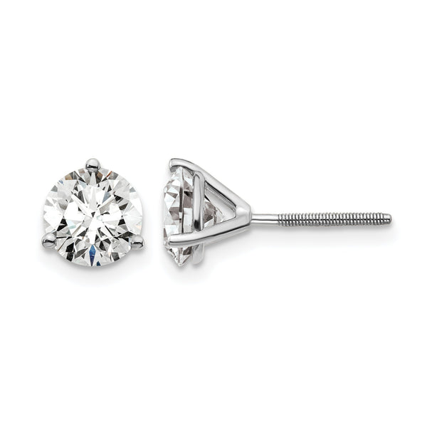 14K White Gold 1 3/4 ct Lab-Created Diamond VS+ F+, 3-Prong Screw-Back Stud Earrings