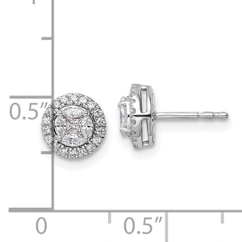 14K White Gold Lab Grown Diamond Halo Round & Marquise Post Earrings