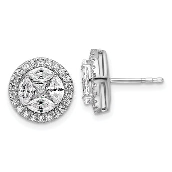 14k White Gold 1 1/2 carat Lab Grown Diamond VS/SI+ G+ Marquise Complete Halo Post Earrings