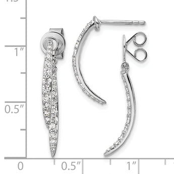 14K White Gold Lab Grown Diamond Front/Back Post Dangle Earrings