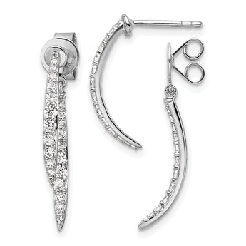 14K White Gold Lab Grown Diamond Front/Back Post Dangle Earrings