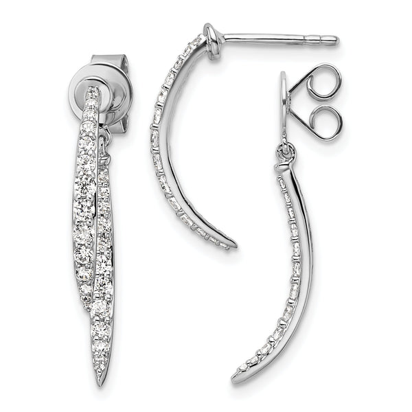 14K White Gold Lab Grown Diamond Front/Back Post Dangle Earrings