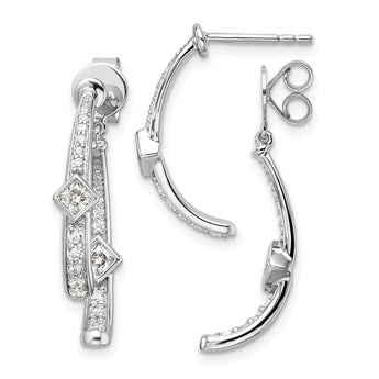 14K White Gold Lab Grown Diamond Front/Back Post Dangle Earrings