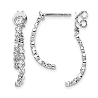 14K White Gold Polished Diamond Front and Back Dangle Earrings - Birthstone Company