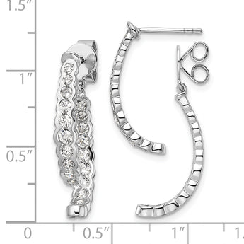 14K White Gold Lab Grown Diamond Front/Back Post Dangle Earrings