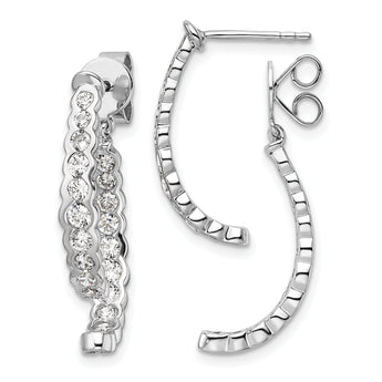 14K White Gold Lab Grown Diamond Front/Back Post Dangle Earrings