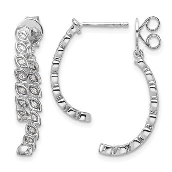 14K White Gold Polished Diamond Front and Back Dangle Earrings - Birthstone Company