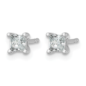 14K White Gold 1/2 ct Certified Lab-Created Diamond VS+ F+, Princess-Cut 4-Prong Stud Earrings - Birthstone Company