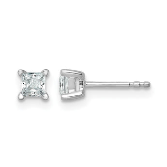 14K White Gold 1/2 ct Certified Lab-Created Diamond VS/SI+ G+, Princess-Cut 4-Prong Stud Earrings - Birthstone Company