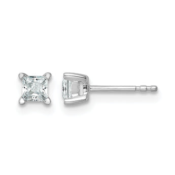 14k White Gold 1/2 carat Lab Grown Diamond VS/SI+ G+ Princess Complete Four Prong Stud Earrings