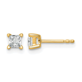 14K Yellow Gold 1/2 ct Certified Lab-Created Diamond VS/SI+ G+, Princess-Cut 4-Prong Stud Earrings - Birthstone Company
