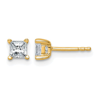 14K Yellow Gold 3/4 ct Certified Lab-Created Diamond VS/SI+ G+, Princess-Cut 4-Prong Stud Earrings - Birthstone Company