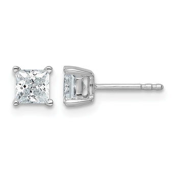 14K White Gold 1 ct Certified Lab-Created Diamond VS/SI+ G+, Princess-Cut 4-Prong Stud Earrings - Birthstone Company