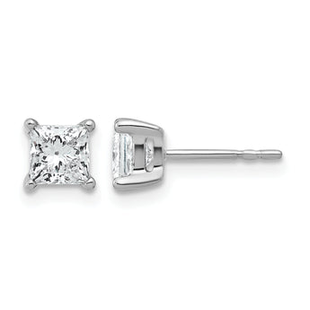 14k White Gold 1 1/4 ctw Lab Grown Diamond VS/SI+ G+ Princess 4 Prong Heavy Wt. Stud Earrings