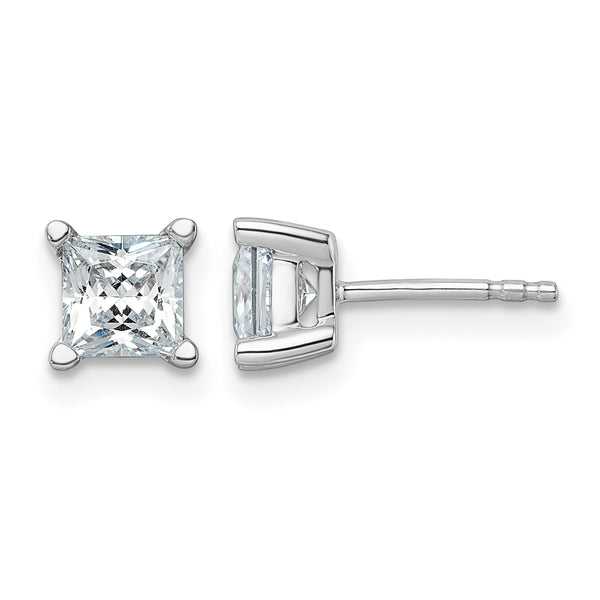14K White Gold 1 1/2 ct Lab-Created Diamond VS/SI+ G+, Princess-Cut 4-Prong Stud Earrings