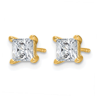 14K Yellow Gold 1 1/2 ct Certified Lab-Created Diamond VS/SI+ G+, Princess-Cut 4-Prong Stud Earrings - Birthstone Company