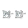 14k White Gold 2 carat total weight Princess VS/SI GH Lab Grown Diamond 4 Prong Stud Post Earrings - Birthstone Company