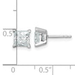 14k White Gold 2 carat total weight Princess VS/SI GH Lab Grown Diamond 4 Prong Stud Post Earrings