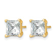 14K Yellow Gold 4 ct Certified Lab-Created Diamond VS+ F+, Princess-Cut 4-Prong Stud Earrings - Birthstone Company