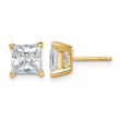 14K Yellow Gold 4 ct Certified Lab-Created Diamond VS+ F+, Princess-Cut 4-Prong Stud Earrings - Birthstone Company