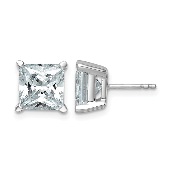 14K White Gold 6 ct Lab-Created Diamond VS/SI+ G+, Princess-Cut 4-Prong Stud Earrings