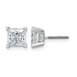 14K White Gold 3 ct Certified Lab-Created Diamond VS+ F+, Princess-Cut 4-Prong Screw-Back Stud Earrings