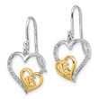 14K Two-tone Polished Diamond Quinceanera Heart Dangle Earrings - Birthstone Company