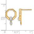 14K Polished Diamond Octagon Drop Post Earrings - Birthstone Company