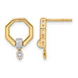 14K Polished Diamond Octagon Drop Post Earrings - Birthstone Company