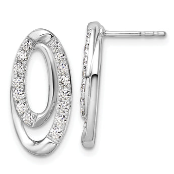 14K White Gold Lab Grown Diamond VS/SI GH, Oval Post Earrings