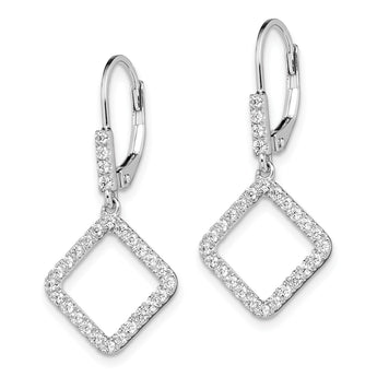 14k White Gold 1/2 carat Lab Grown Diamond VS/SI+ G+ Complete Dangle Square Leverback Earrings - Birthstone Company