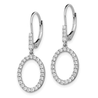 14k White Gold 1/2 carat Lab Grown Diamond VS/SI+ G+ Complete Dangle Oval Leverback Earrings - Birthstone Company