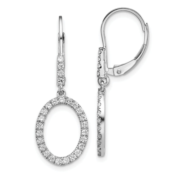 14K White Gold Lab Grown Diamond VS/SI GH, Oval Leverback Earrings