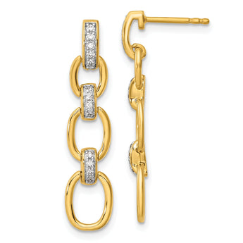 14K Lab Grown Diamond VS/SI GH, Fancy Link Post Dangle Earrings