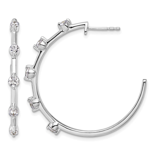 14k White Gold 3/4 carat Lab Grown Diamond VS/SI+ G+ Complete C-Hoop Post Earrings - Birthstone Company