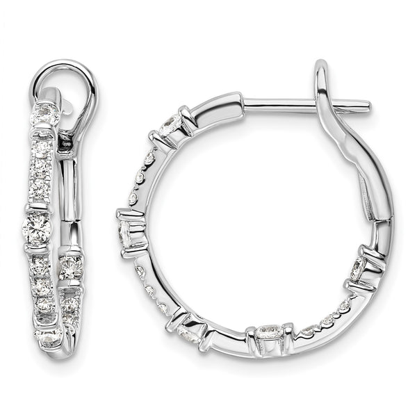 14k White Gold 3/4 carat Lab Grown Diamond VS/SI+ G+ Complete In and Out Hoop Earrings - Birthstone Company