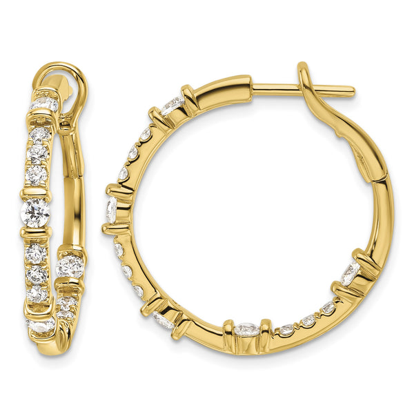 14k 1 1/2 carat Lab Grown Diamond VS/SI+ G+ Complete In and Out Hoop Earrings - Birthstone Company