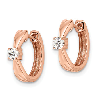 14k Rose Gold 1/5 carat Lab Grown Diamond VS/SI+ G+ Complete Fashion Hinged Hoop Earrings - Birthstone Company