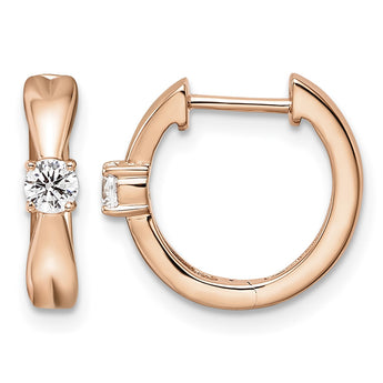 14k Rose Gold 1/5 carat Lab Grown Diamond VS/SI+ G+ Complete Fashion Hinged Hoop Earrings - Birthstone Company