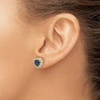 14k 1 1/3 carat Lab Grown Diamond VS/SI+ G+ and Created Sapphire Complete Halo Heart Post Earrings - Birthstone Company