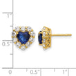 14k 1 1/3 carat Lab Grown Diamond VS/SI+ G+ and Created Sapphire Complete Halo Heart Post Earrings - Birthstone Company
