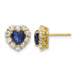 14k 1 1/3 carat Lab Grown Diamond VS/SI+ G+ and Created Sapphire Complete Halo Heart Post Earrings - Birthstone Company