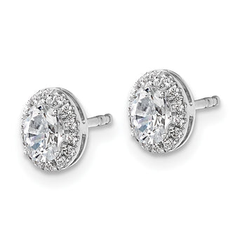 14K White Gold 5/8 ct Lab-Created Diamond VS/SI+ G+ Halo Earrings - Birthstone Company