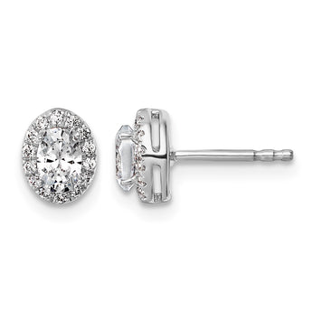 14K White Gold 5/8 ct Lab-Created Diamond VS/SI+ G+ Halo Earrings - Birthstone Company